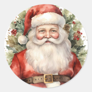 Vintage Christmas Santa Claus Smiling Classic Round Sticker