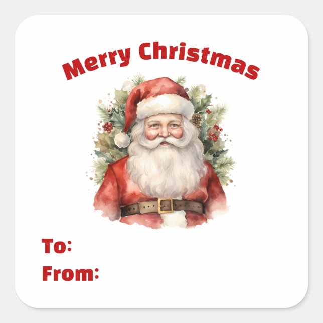 Vintage Christmas Santa Claus Smiling Gift Square Sticker (Front)