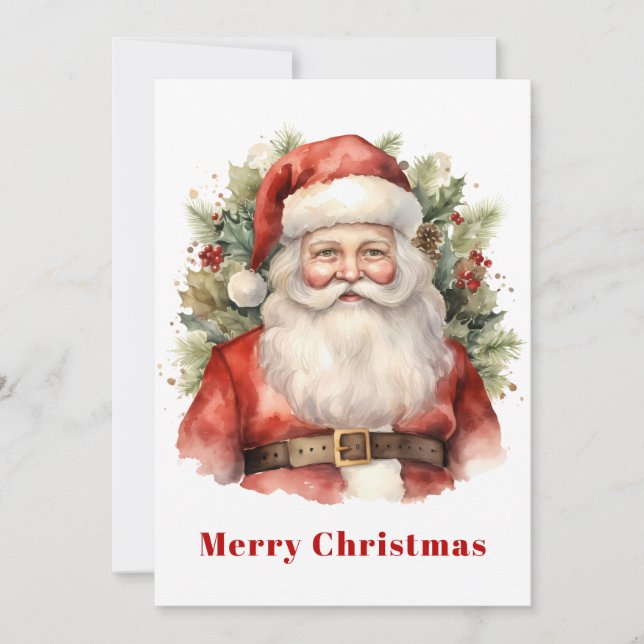 Vintage Christmas Santa Claus Smiling Holiday Card (Front)