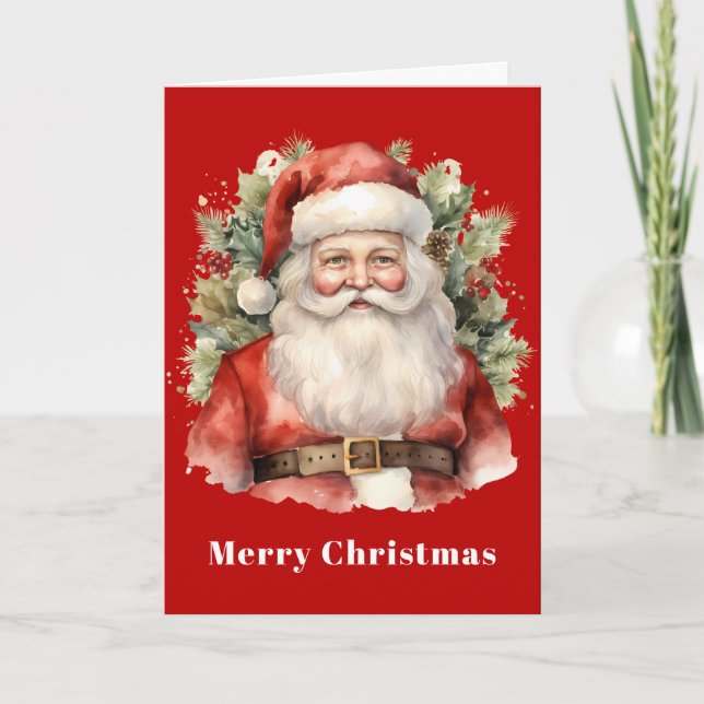 Vintage Christmas Santa Claus Smiling Holiday Card (Front)