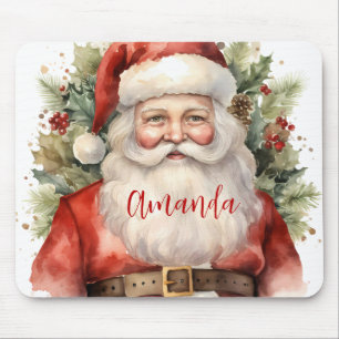 Vintage Christmas Santa Claus Smiling Mouse Mat