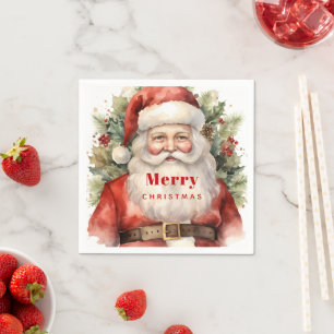 Vintage Christmas Santa Claus Smiling Napkin