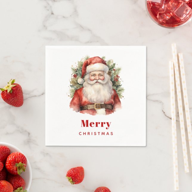Vintage Christmas Santa Claus Smiling Napkin (Insitu)
