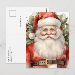 Vintage Christmas Santa Claus Smiling Postcard