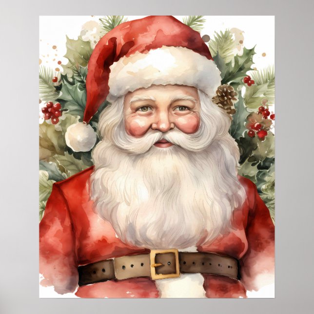 Vintage Christmas Santa Claus Smiling Poster (Front)