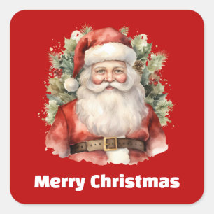 Vintage Christmas Santa Claus Smiling Square Sticker