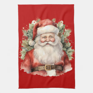 Vintage Christmas Santa Claus Smiling Tea Towel