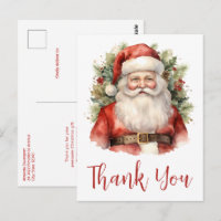 Vintage Christmas Santa Claus Smiling Thank You