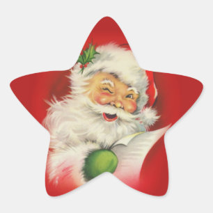 Vintage Christmas Santa Claus Star Sticker