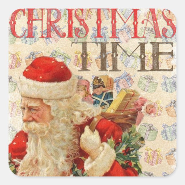 Vintage Christmas Santa Claus Stickers (Front)