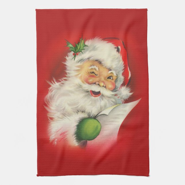 Vintage Christmas Santa Claus Tea Towel (Vertical)