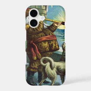 Vintage Christmas Santa Claus Telescope Dog Sunset