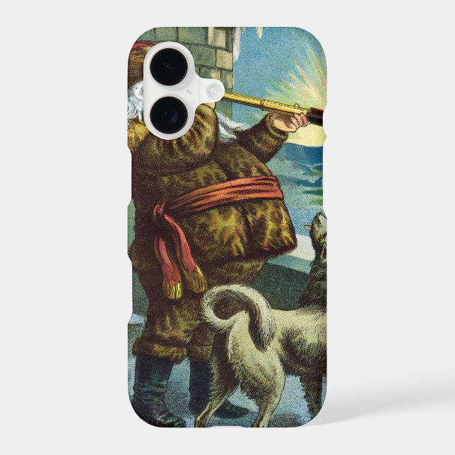 Vintage Christmas Santa Claus Telescope Dog Sunset (Back)