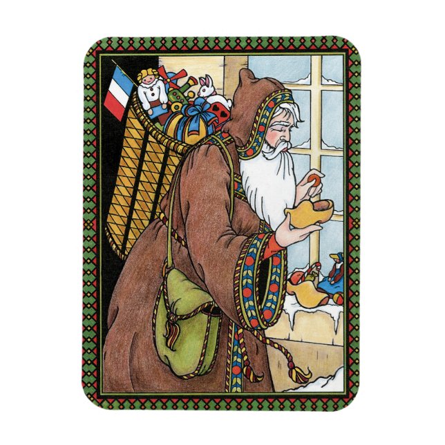 Vintage Christmas, Santa Claus Toys Clogs Shoes Magnet (Vertical)