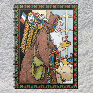 Vintage Christmas, Santa Claus Toys Clogs Shoes Notebook