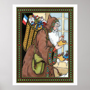 Vintage Christmas, Santa Claus Toys Clogs Shoes Poster