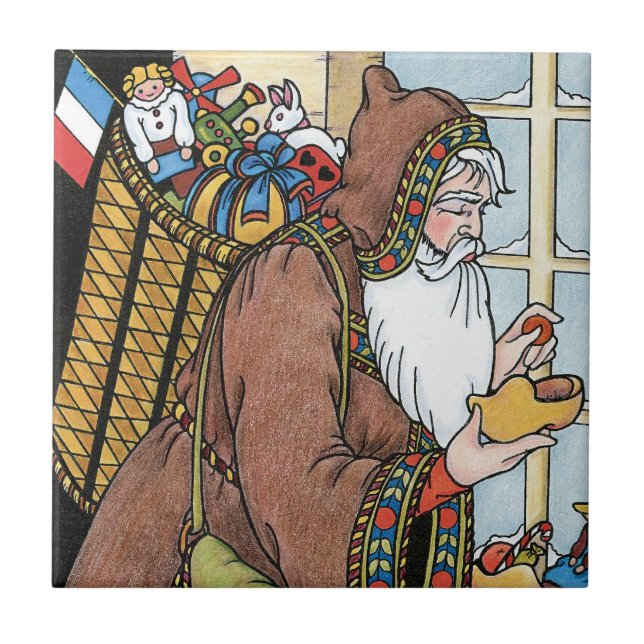 Vintage Christmas, Santa Claus Toys Clogs Shoes Tile (Front)