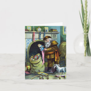 Vintage Christmas, Santa Claus Toys Thank YOU Card