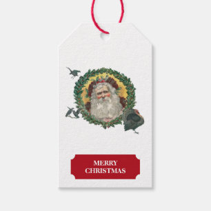 Vintage Christmas Santa Claus & Turkeys Gift Tags