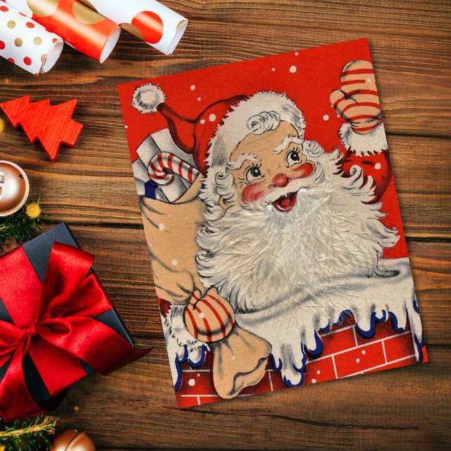 Vintage Christmas Santa Claus Waving  Holiday Card (Creator Uploaded)