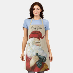 Vintage Christmas, Santa Claus with Binoculars Apron