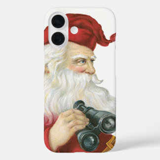 Vintage Christmas, Santa Claus with Binoculars iPhone 16 Case