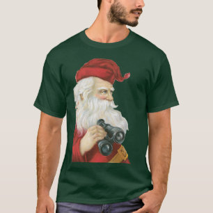 Vintage Christmas, Santa Claus with Binoculars T-Shirt