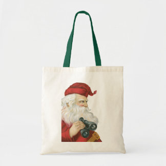 Vintage Christmas, Santa Claus with Binoculars Tote Bag