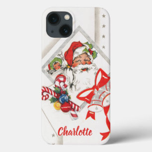 Vintage Christmas, Santa Claus with Candy Canes iPhone 13 Case