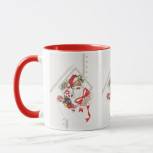 Vintage Christmas, Santa Claus with Candy Canes Mug