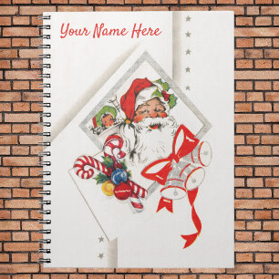 Vintage Christmas, Santa Claus with Candy Canes Notebook