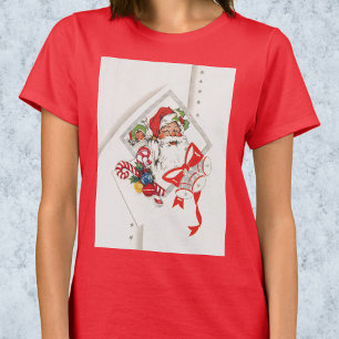Vintage Christmas, Santa Claus with Candy Canes T-Shirt