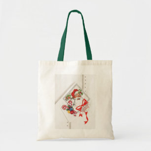 Vintage Christmas, Santa Claus with Candy Canes Tote Bag