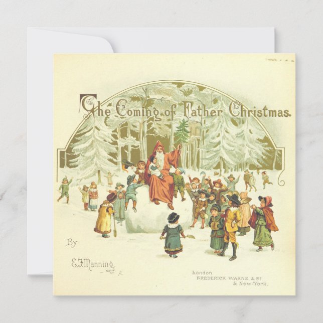 Vintage Christmas Santa Claus with Children Holiday Card (Front)