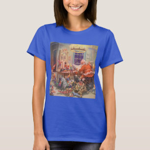 Vintage Christmas, Santa Claus with Elves Workshop T-Shirt