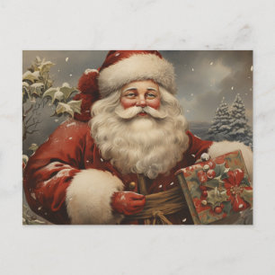 Vintage Christmas Santa Claus with Gifts Holiday Postcard