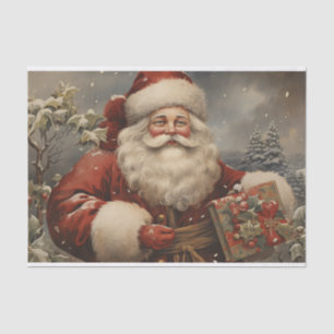 Vintage Christmas Santa Claus with Gifts Tissue Paper