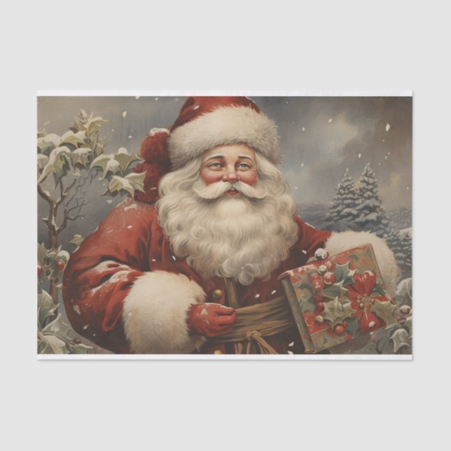 Vintage Christmas Santa Claus with Gifts  Tissue Paper (Front)