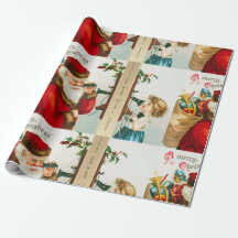 Vintage Christmas Santa Claus with Girl