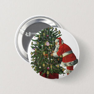 Vintage Christmas, Santa Claus with Presents 6 Cm Round Badge