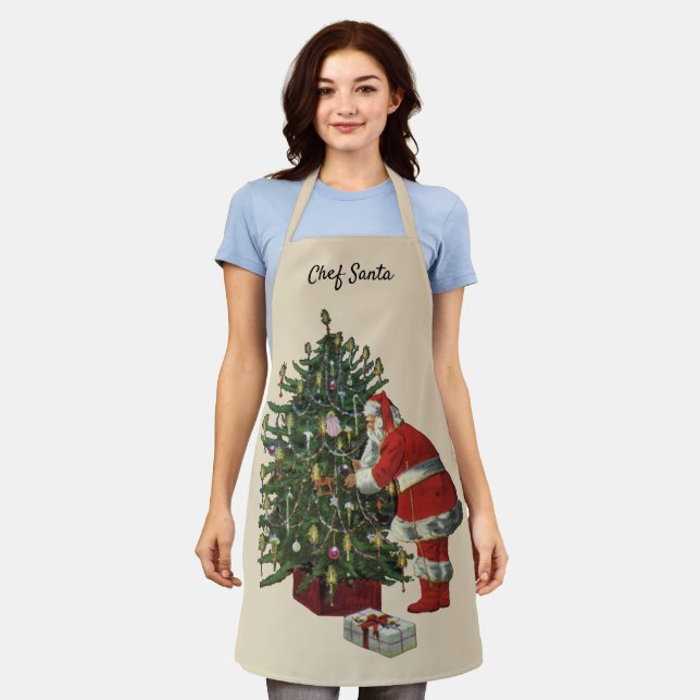 Vintage Christmas, Santa Claus with Presents Apron (Worn)