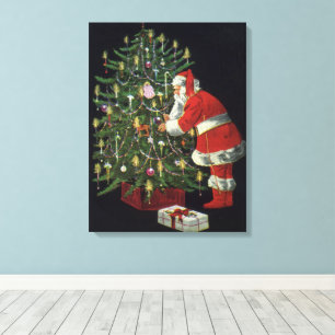 Vintage Christmas, Santa Claus with Presents Canvas Print