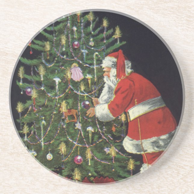 Vintage Christmas, Santa Claus with Presents Coaster (Front)
