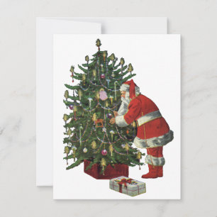 Vintage Christmas, Santa Claus with Presents Holiday Card