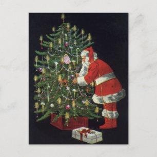Vintage Christmas, Santa Claus with Presents Holiday Postcard