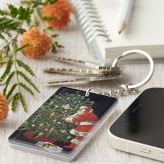 Vintage Christmas, Santa Claus with Presents Key Ring