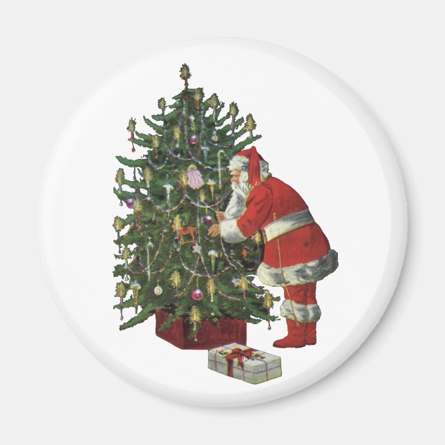 Vintage Christmas, Santa Claus with Presents Magnet (Front)