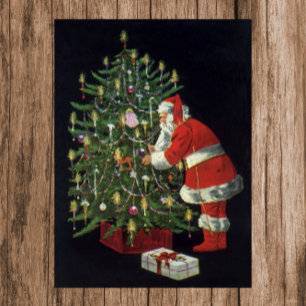 Vintage Christmas, Santa Claus with Presents Poster