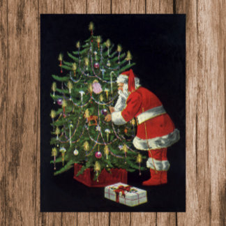 Vintage Christmas, Santa Claus with Presents Poster