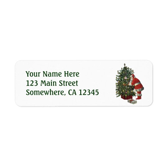 Vintage Christmas, Santa Claus with Presents Return Address Label